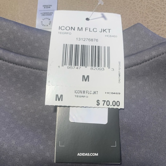 Adidas Men’s Grey Icon Microfleece Pullover Sports Jacket NEW Size Medium - Picture 8 of 10